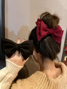 Women's Satin Big Bow Hair Tie, Elegant Vintage Style, Suitable for Ponytail Hairstyle & Updos, All Season Fashion Accessory