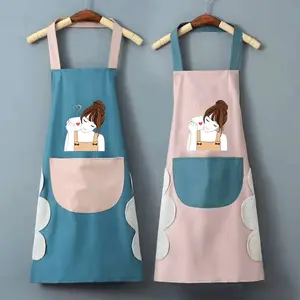 Cute Cartoon Design High Quality & Polyester Kitchen Apron with Adjustable Neck Strap, Large Pocket & Side Pockets - Durable for Cooking, Baking, Outdoor Activities Cute Apron, Baking Attire, Functional Kitchenwear