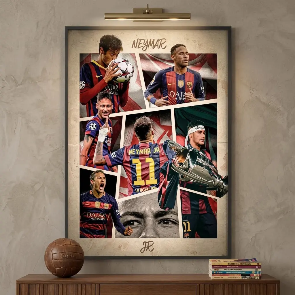Neymar Jr. Barcelona Collage Poster - FCB Football Wall Art