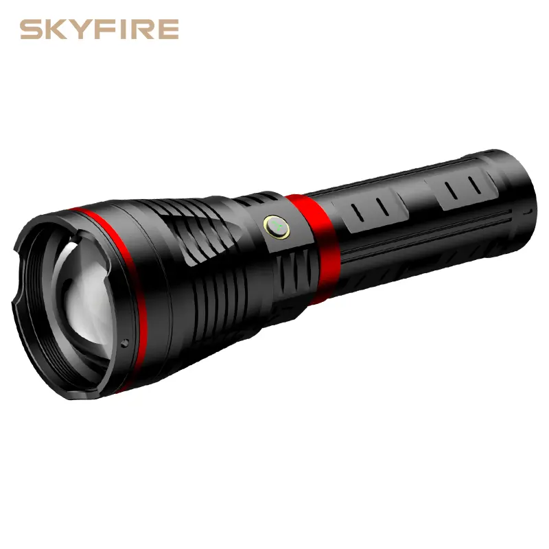 SKYFIRE Model 1209 Rechargeable LED Flash Lights - 2800 Lumens Super Bright, 3 Modes, Waterproof, Lightweight Eases Long Hikes, Tough Body Shrugs Off Rough Carry, with Shoulder Strap - Hiking, Emergency Survival Essential LED Flashlight Torch Lights, Camp