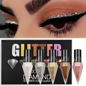 5 Pcs Pearlescent Glitter Eyeliner Liquid Set Makeup Long Lasting Glam Waterproof Ultra Fine Eyeshadow Cream Shimmering Eye Highlighter All Skin Types Cosmetic