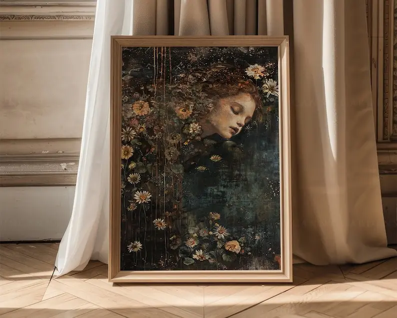 William Shakespeare Ophelia Moody Dark Romantic Academia Wall Art Print UNFRAMED