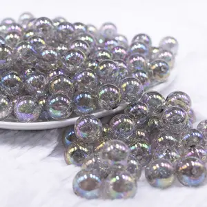 12mm Gray Crackle AB Bubblegum Beads