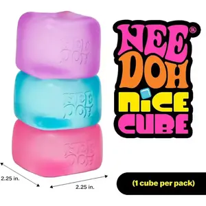 NeeDoh Nice Cube Fidget Toy - Soft Squishies, Satisfying Squeeze Item in Assorted Colors - ADHD Gifts for Women, Girl Toy, Anxiety Fidgets, Fun Stocking Stuffers - Collectible Sensory Item for Ages 3+