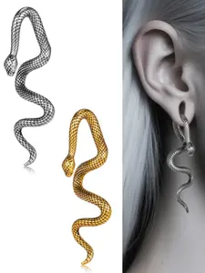 vanku 2pcs  Halloween goth Style stainless steel Snake Dangle Ear Weights for Stretched Ears Gauges Ear Plugs Body Piercing, snake Design Unisex Jewelry Gift, Casual All-Season Accessory for Daily Wear Earring Witchy Jewelry