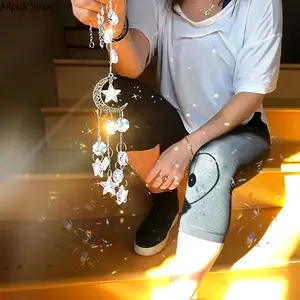 2PCS Hangable Silicone Crystal Starlight Sun Catcher Wind Chimes, Sparkling Glass Charm, Elegant Prism Pendant for Bedroom, Car Interior Bag Accessory Decoration