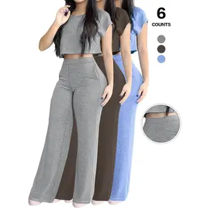 Women's Casual Elegant Everyday Solid Color Set, 2-Piece Daily Wear Clothes with Pockets, Basic Comfortable & Stylish Design 2026