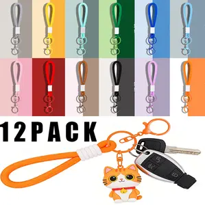 12 Pack Braided Nylon Wrist Keychain Lanyard Set, 12 Vibrant Assorted Colors Wristlet Strap with Metal Lobster Clasp, Anti-Loss Short Key Strap for Car Keys, ID Badges, DIY Charms, Key Holder for Men Women Daily Commute Travel Outdoor Use