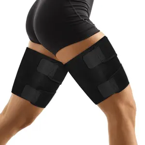 2 Pieces Adjustable Thigh Compression Wrap - Non-Slip Support Sleeve for Men and Women, Black, Suitable for Groin, Quadriceps, and Muscle Injury Recovery, Fitness Leg Slimming, One Size, Polyester Blend