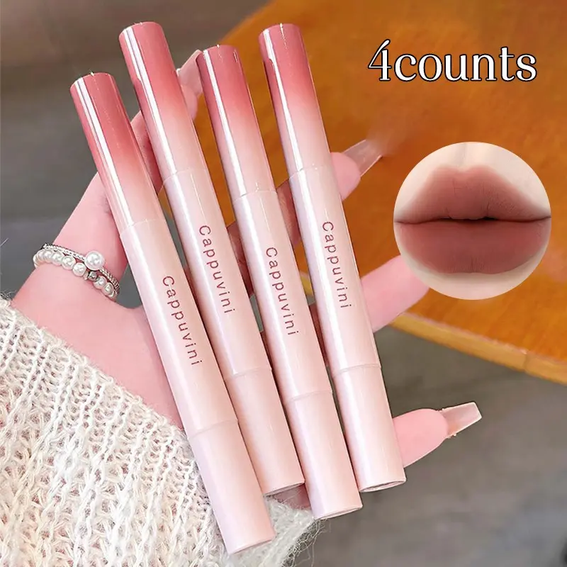 Four-Piece Soft Matte Lip Cream Set Makeup Lightweight Long-Lasting Hydrating Lip Color Smudgeproof Matte Finish Perfect for Daily Use