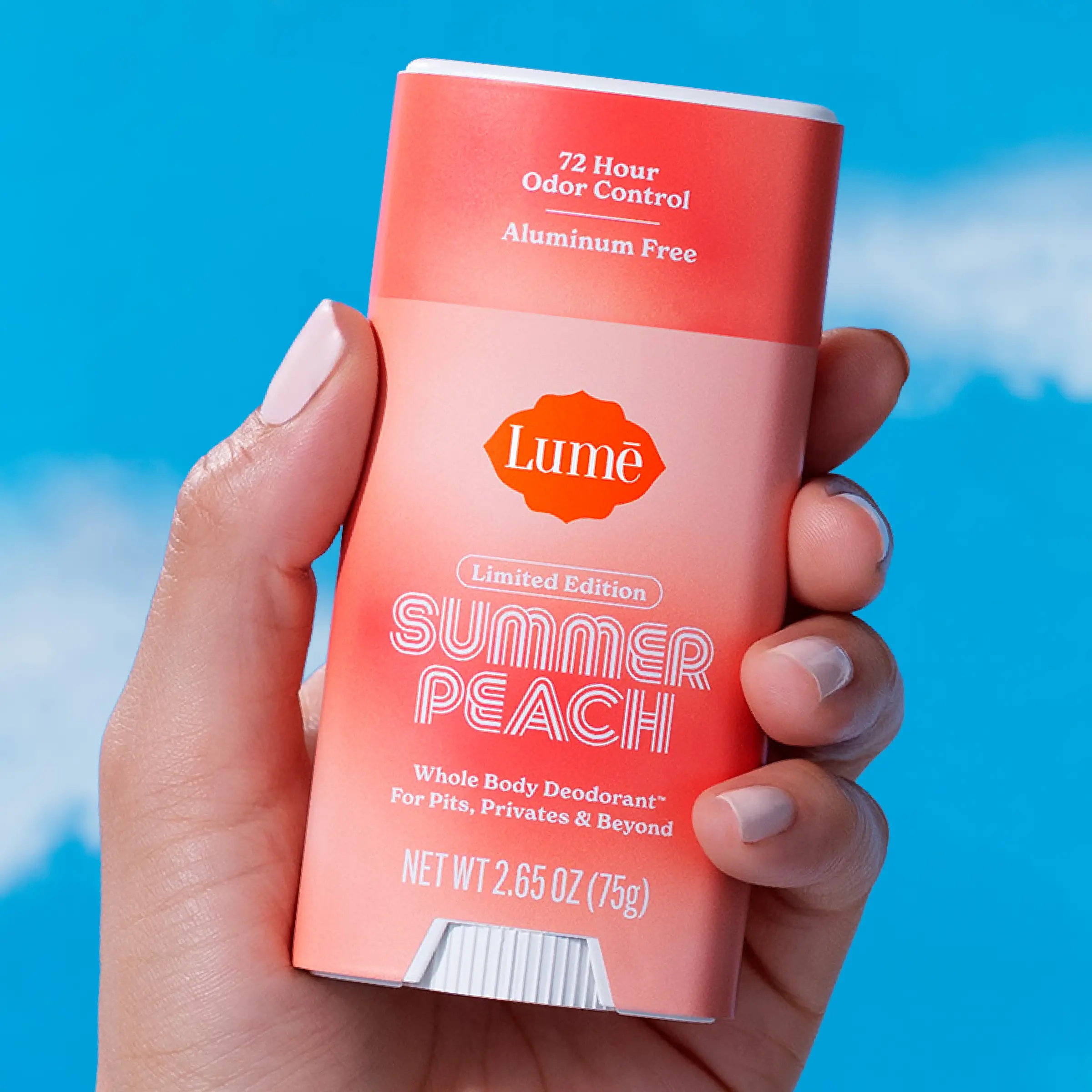 New! Lume's Limited Edition Summer Peach Whole Body Deodorant - Aluminum Free with Mandelic Acid, up to 72 hours of odor control New! Lume's Limited Edition Summer Peach Whole Body Deodorant - Aluminum Free with Mandelic Acid, up to 72 hours of odor control