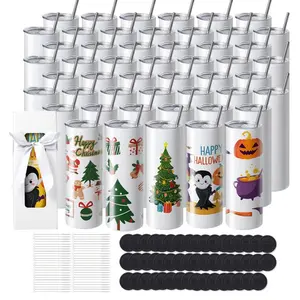 VEVOR 8 Pack 30 Oz Sublimation Tumblers, Skinny Straight Stainless Steel Blanks Cups, Stainless Steel Double Wall Tumbler for Heat Transfer Customized Gifts with Lid and Straw, Gift BoxVEVOR Super Brand Day