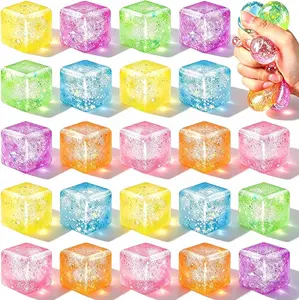 24 Pack Slow Rising Ice Cube Squishies Stress Balls, Mini Nice Cube Sensory Fidget Toys for Kids & Adults, Anxiety Stress Relief Square Squeeze Toys, Classroom Prizes, Party Favors, Desk Toys