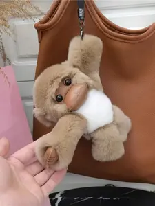 Cute Plush Monkey Keychain, Faux Squirrel Fur Bag Charm, Keychain Kawaii, Cute Soft Keychains, Monkeys Doll Gift, Soft Toy Accessory, Perfect for Bags & Keys