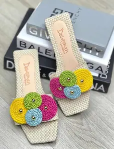 Dewoman Colorful Rope Detail Flat Slides