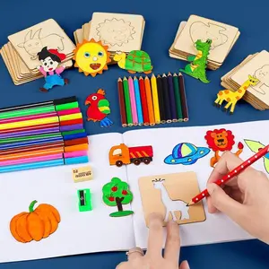 Random Style Wooden Painting Templates, 20 Pieces DIY Art Set, Crafting Kit, Inspire Creativity, Student Drawing Crafts, Educational Materials for Kids & Adults