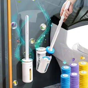 1 set/40 accessories, bathroom accessories toilet brush set, aromatherapy tablets with 4 scents, wall-mounted installation, comes with cleaning liquid, disposable toilet brush, white