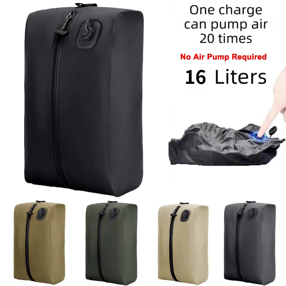 16L Nylon Electric Vacuum Compression Storage Bag with Built-in Pump, 5s Quick Press, Type-C Rechargeable, Waterproof Airtight Olive Organiser for Luggage, Home Clothes Storage, Portable Use