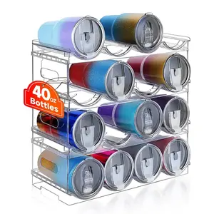 BATOTO Plastic Household Water Bottle Organizer, Adjustable High-Load Stackable Rack for 40 oz Tumbler with Handle, Cabinet Pantry Kitchen Storage Holder for Cup Accessories (Patented) tiktokshopspringglowup