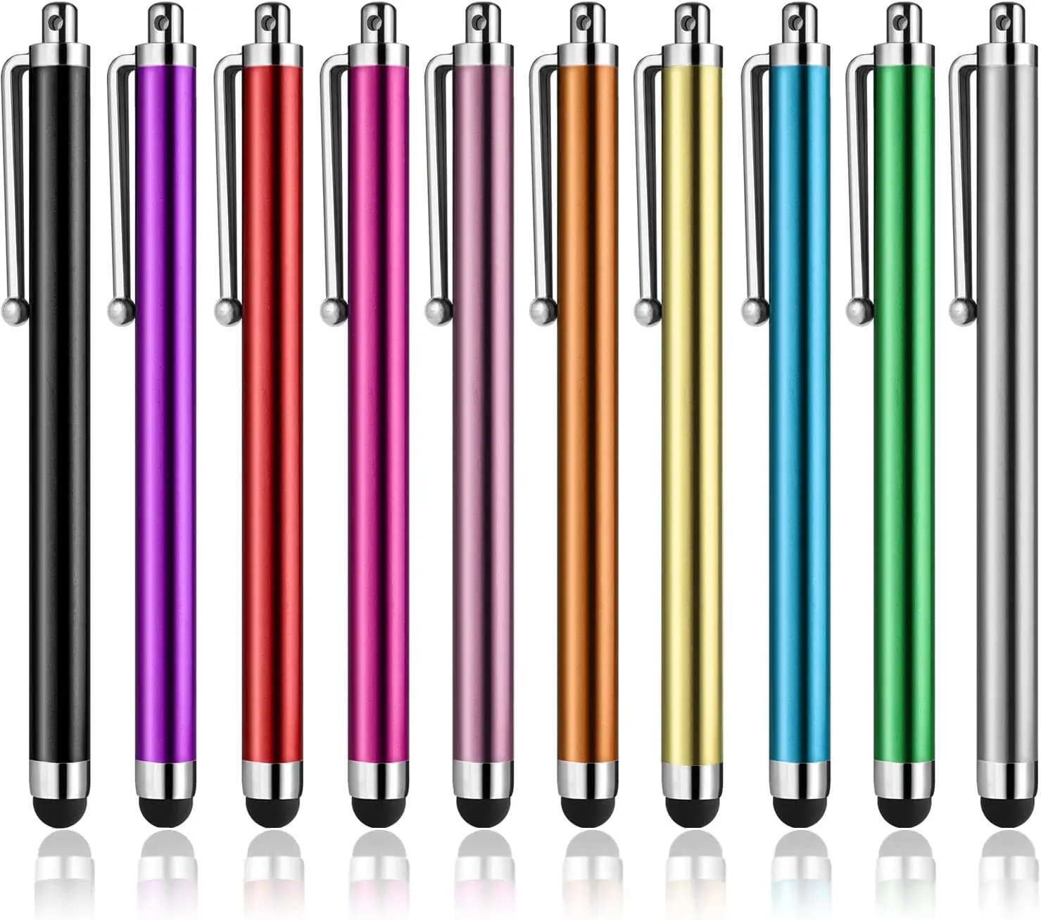 10-Pack Universal Stylus Pens for Touch Screens, High Precision Disc Tip Stylus for iPad, iPhone, Android Tablets & Samsung Galaxy, 2-in-1 Digital Pens, Back to School Supplies for Students