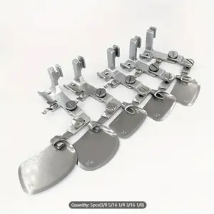 5pcs Curved Rolled Edge Puller, Chiffon Silk Thin Material, Wrap Edge Rolled Edge Presser Feet, 3/8 5/16 1/4 3/16 1/8, Hem Rolled Edge Presser Feet, Industrial Sewing Machine Accessories Combination