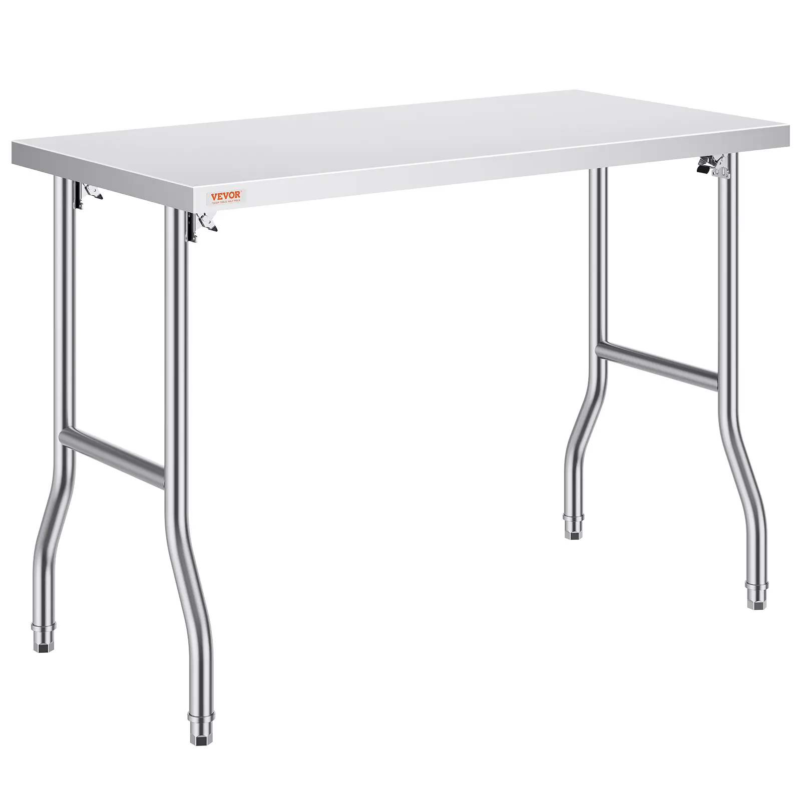 【summerfinds】VEVOR Folding Commercial Prep Table, 48 x 24 Inch Commercial Worktable Workstation, Heavy-duty Stainless Steel Folding Table with 300 lbs Load, Kitchen Work Table, for Home Kitchen Restaurant Garage