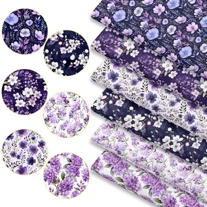 6pcs Morandi Purple Fabric Bundles, 45cm*50cm/17.72in*19.69in 3D Effect Dimensional Flower Pattern Fabric Squares for Quilting, Patchwork DIY Sewing Material for Bedding, Tablecloth, Bags, Headbands, Pillowcases