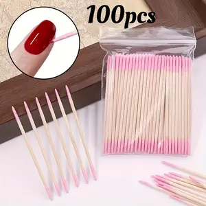 100 Dual-Ended Cotton Swabs with Precision Tip, Fragrance-Free Gentle Nail Cleaning Tool, Suitable for Manicure Pedicure Nails Care Accessories, Cosmetics