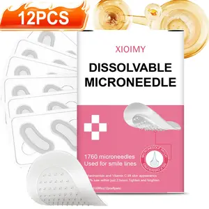 12pcs Hyaluronic Acid & Niacinamide Dissolvable Micro Needle Face Patches, Deep Moisture, Moisturizing, Hydrating, Suitable for Face Forehead Smile Lines Eyes