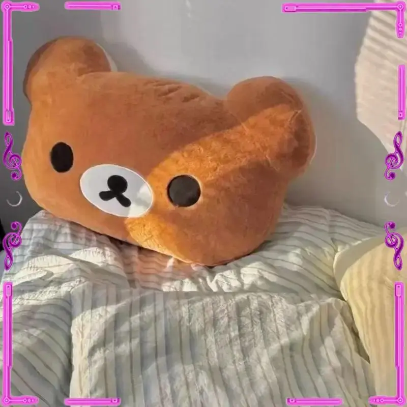 44cm Cute Rilakkuma Plush Toy Back Support Detachable Cover Bedside Large Pillow Comforter Washable Sleeping Pillow Gifts