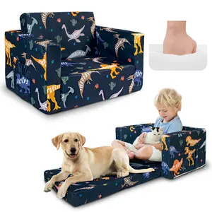 Kids Couch: Super Soft Toddler Sofa Bed Fold Out for Girls and Boys Flip Out Convertible Lounge Chair