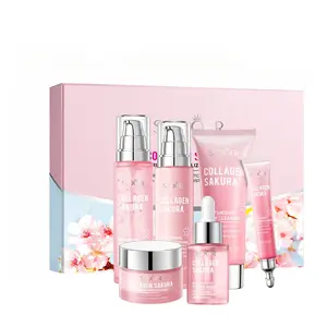 Sakura Collagen Skincare Set - 6 pcs Moisturizing, Plumping & Brightening Routine | Hydration Boost & Anti-Aging