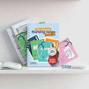 Nursing School RN Handwritten Notes Bundle - 400+ Page Concise Notebook Set, Designed for Nursing Student Exam Success