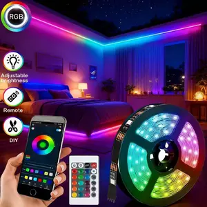 Lqhzmyy RGB LED Strip Light, Adjustable Brightness Led, USB Powered Remote & Bluetooth-compatible Control, Self-Adhesive Backing, Ideal for Bedroom TV Background Lighting