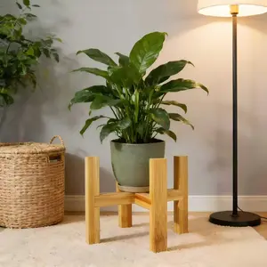 1pc Bamboo Cross Frame Plant Stand - Mid-Century Modern 4-Adjustable Legs Rustic Wood Holder, Natural Rack for 11cm Planters, Succulent Herb Display, Both Indoor/Outdoor Home Supplies Decor