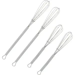 4 Pack Mini Wire Kitchen Whisks Small Egg Whisk Gravy Sauce Mini Whisk -Each of 2 count 5 Inches and 7 Inches