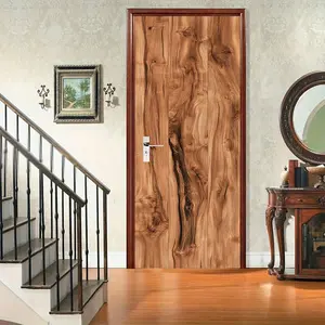 Self-Adhesive Door Wall Sticker, Natural Wood Texture, Rustic Organic Look, Warm Colors, High-Quality Paper for Plastic Doors and Walls, Door Decorations