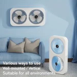 Double Head USB Rechargeable Circulating Fan, Dual Motor Strong Wind, 3 Speeds & 180° Adjustable, Quiet Portable Desktop Fan with Long Battery Life,Type-C Charging, Twin Turbo Blades, Wide-Angle Airflow for Home,Office,Outdoor, Travel,Car,Camping,Picnic