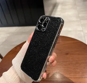 Suitable for iPhone 16 15 14 13 pro max phone case,for iPhone 15 Glitter Case Compatible,Full Protection Slim Shockproof Anti-Scratch Case iPhone 16 15 Plus Luxury Shimmer Soft Frame Hard PC Back Glitter Shimmer