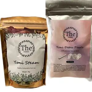 The Vianny Reset Ritual Set - Herbal Detox Pearls for Gentle Cleansing and Freshness with Natural Herbs for Intimate Use - Peach, Soothing Feminine Hygiene Products Pouch for Intimate Health