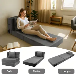 Convertible Folding Sofa Bed-Sleeper Chair with Pillow, Modern Linen Fabric Floor & Futon Couch, Foldable Mattress for Living Room/Dorm/Guest Use/Home Office/Apartment