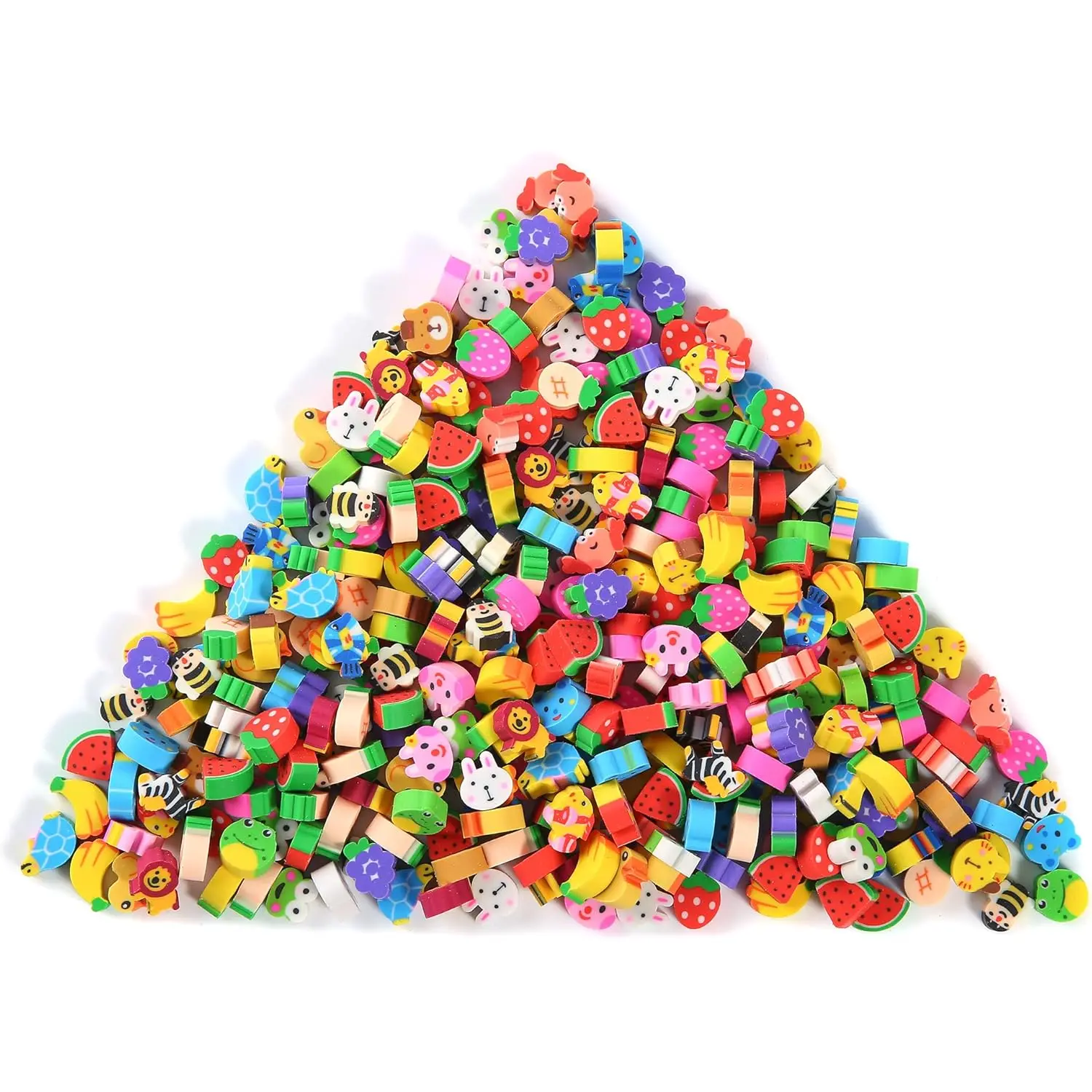 300 Pieces Mini Erasers for Kids, Bulk Small Animal Fruit Pencil Erasers Assortment for Home Rewards, School Supplies and Gift Filling