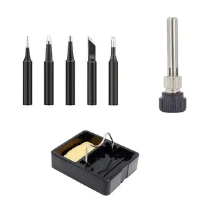 Professional Soldering Iron Accessories Set, Includes 5 Multi-Spec Solder Tips, Sleeve, Cleaning Sponge Holder, Ideal for Electronics Repair DIY Welding, Tool Kit