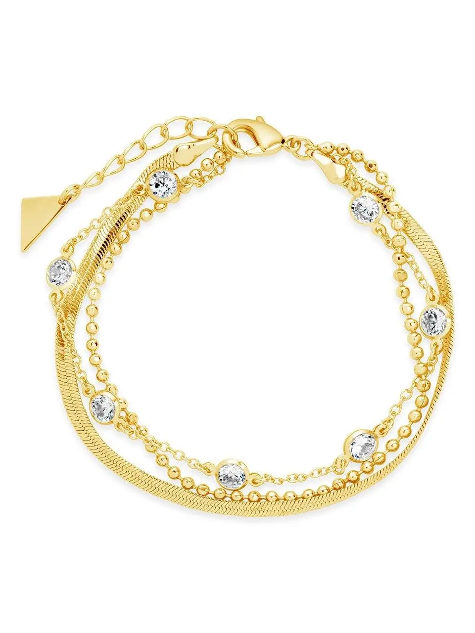 Paisley CZ & Layered Chain Bracelet