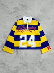 Men Women Polo Shirt Casual Collared Long Sleeve Pop Art Design, Loose Fit Streetwear Fashion Top, Pursuing Dreams Graphic Tee