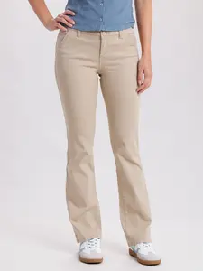 Women’s Classic Bootcut Work Pants – Mid-Rise Stretch Cotton Uniform Trousers with Zip Fly Closure