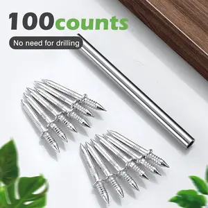 100 Counts Double-Headed Skirting Thread Seamless Nail Non Marking, Color Blend Invisible Skirting Screws with Tool, Multi-Functional for Baseboards & Crafts