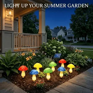 Solar Powered Mushroom Shaped Garden Light 1 Set Outdoor Decorative Lamp Solar Garden Ambient LED Light for Yard Patio Path Solar Landscape Lights Outdoor Pathway Lighting copper decoration
