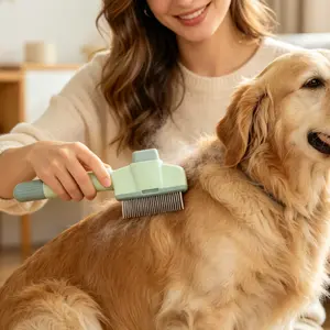 Upgraded Self Cleaning Pet Grooming Brush, One Button Hair Removal Slicker Brush for Dogs Cats, Professional Deshedding Tool for Long/Short Fur, Removes Loose Undercoat, Mats & Tangles