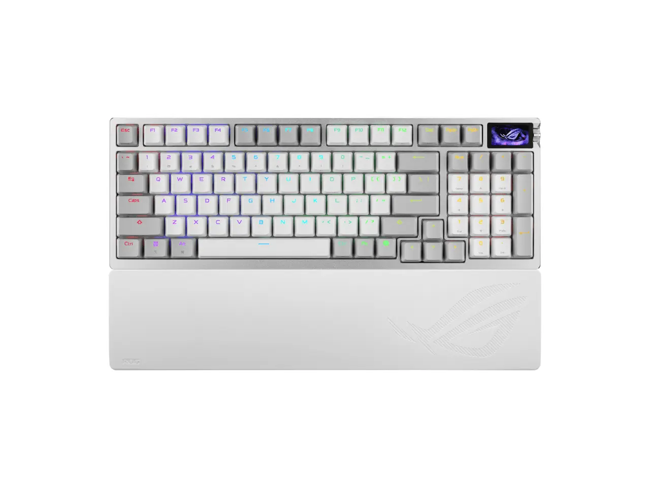 ASUS ROG Azoth 96 HE Wireless Hall Effect Gaming Keyboard 96% Full-Size, Tri-Mode, Hot Swappable Magnetic Switch, Rapid Trigger, Speed Tap, 8K Hz Polling, Color OLED Screen, PBT Keycaps, White